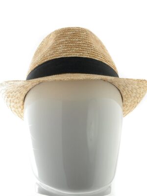 Chapeau Homme En Paille Naturel Galon Noir