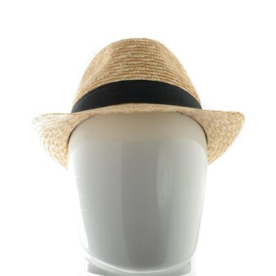 Chapeau Homme En Paille Naturel Galon Noir