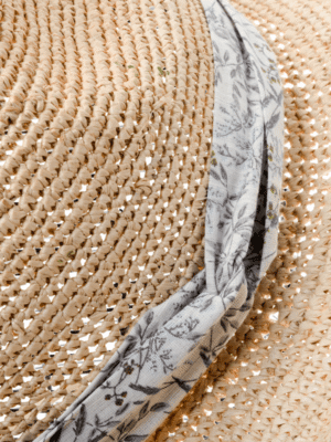 Chapeau Femme Raffia Naturel Avec Bandeau Bleu