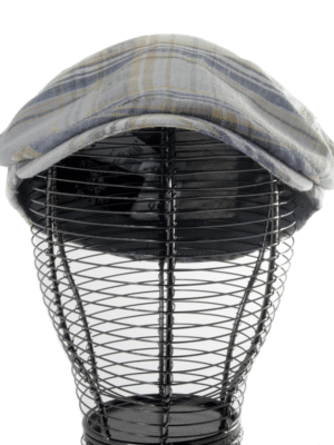 Casquette Plate Homme En Lin Ecossais Bleu
