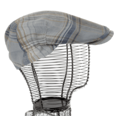 Casquette Plate Homme En Lin Ecossais Bleu – Image 2