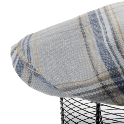 Casquette Plate Homme En Lin Ecossais Bleu – Image 5