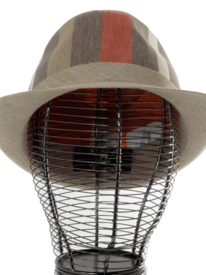 Chapeau Homme Petits Bords En Lin Rayé Multicolore