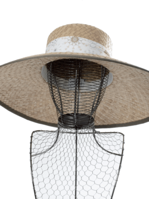 Grande Capeline En Paille Naturel Avec Foulard En Coton