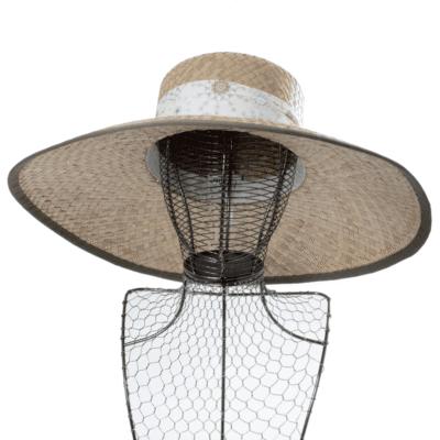 Grande Capeline En Paille Naturel Avec Foulard En Coton