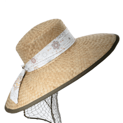 Grande Capeline En Paille Naturel Avec Foulard En Coton – Image 2