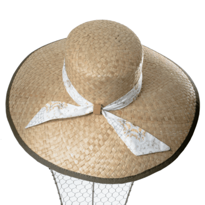 Grande Capeline En Paille Naturel Avec Foulard En Coton – Image 3