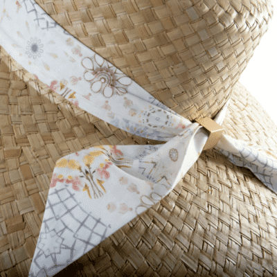 Grande Capeline En Paille Naturel Avec Foulard En Coton – Image 4