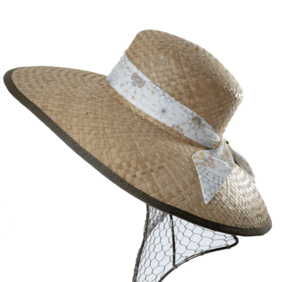 Grande Capeline En Paille Naturel Avec Foulard En Coton – Image 5