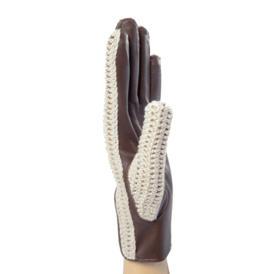 Gant Auto Long Femme En Agneau Crochet Coton Fait – Image 2