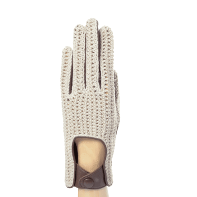 Gant Auto Long Femme En Agneau Crochet Coton Fait – Image 3