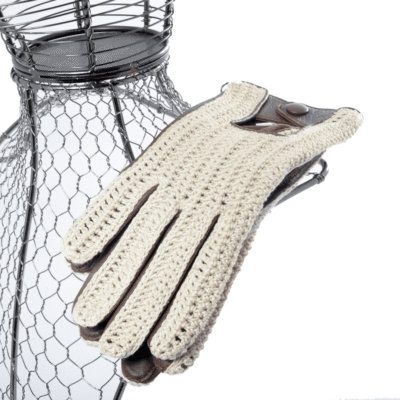 Gant Auto Long Femme En Agneau Crochet Coton Fait – Image 7